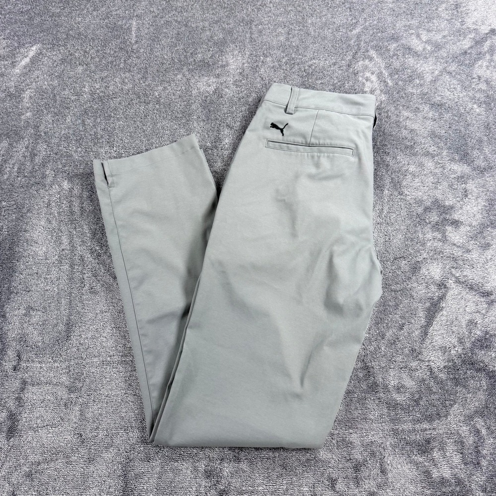 Puma Golf Pants Mens 30x32 Grey Performance Tech Trousers Flat Front Slacks